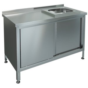 Стол-тумба производственный с мойкой МХМ СТКМП-1-1200*700 (мойка справа)