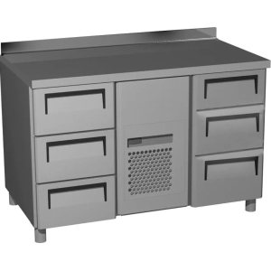 Стол холодильный среднетемпературный Carboma T70 M2-1 (2GN/NT Полюс) с бортом (9006-2 корпус серый 6 ящ)